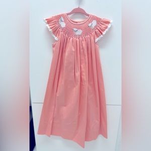 Cute Lamb Smocked Dress - Peach Pique size 5